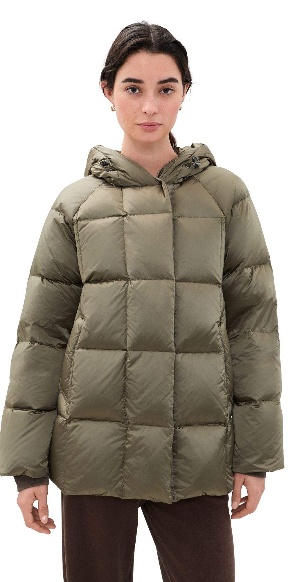 Varley Latimer Down Puffer Coat Metallic Olive S