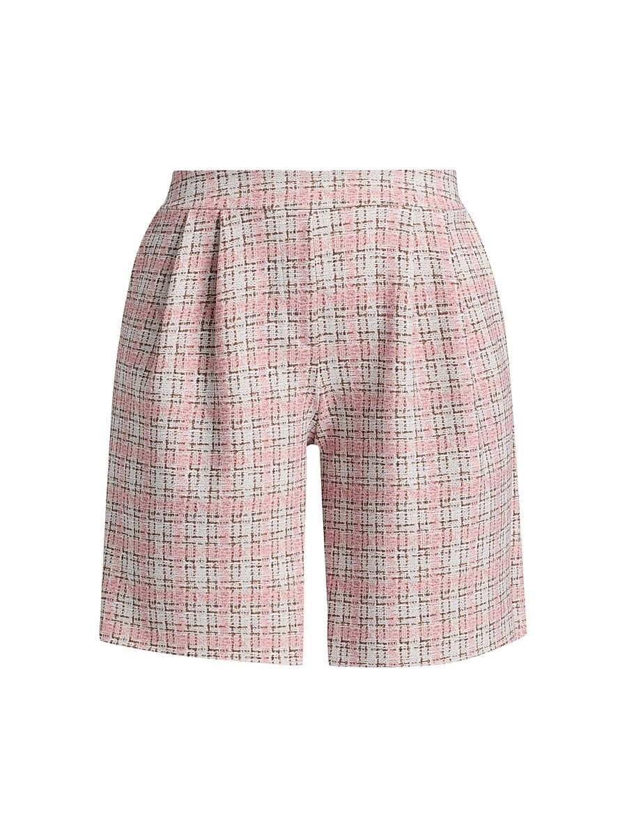 Women's Joss Plaid Tweed Wide-Leg Shorts - Mademoiselle Peau D Ange - Size 8