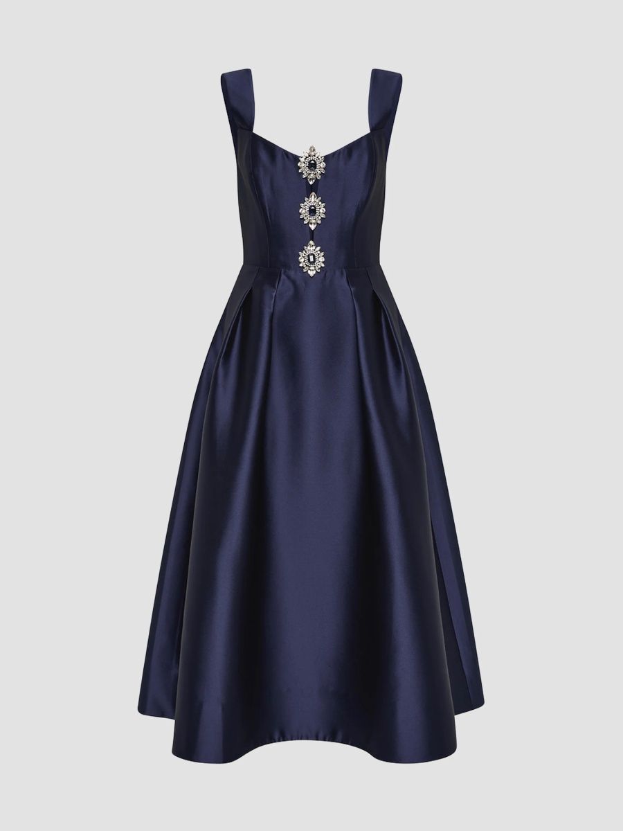Rebecca Vallance Women's Windermere Brooch Midi Dress - Sapphire - Size 14
