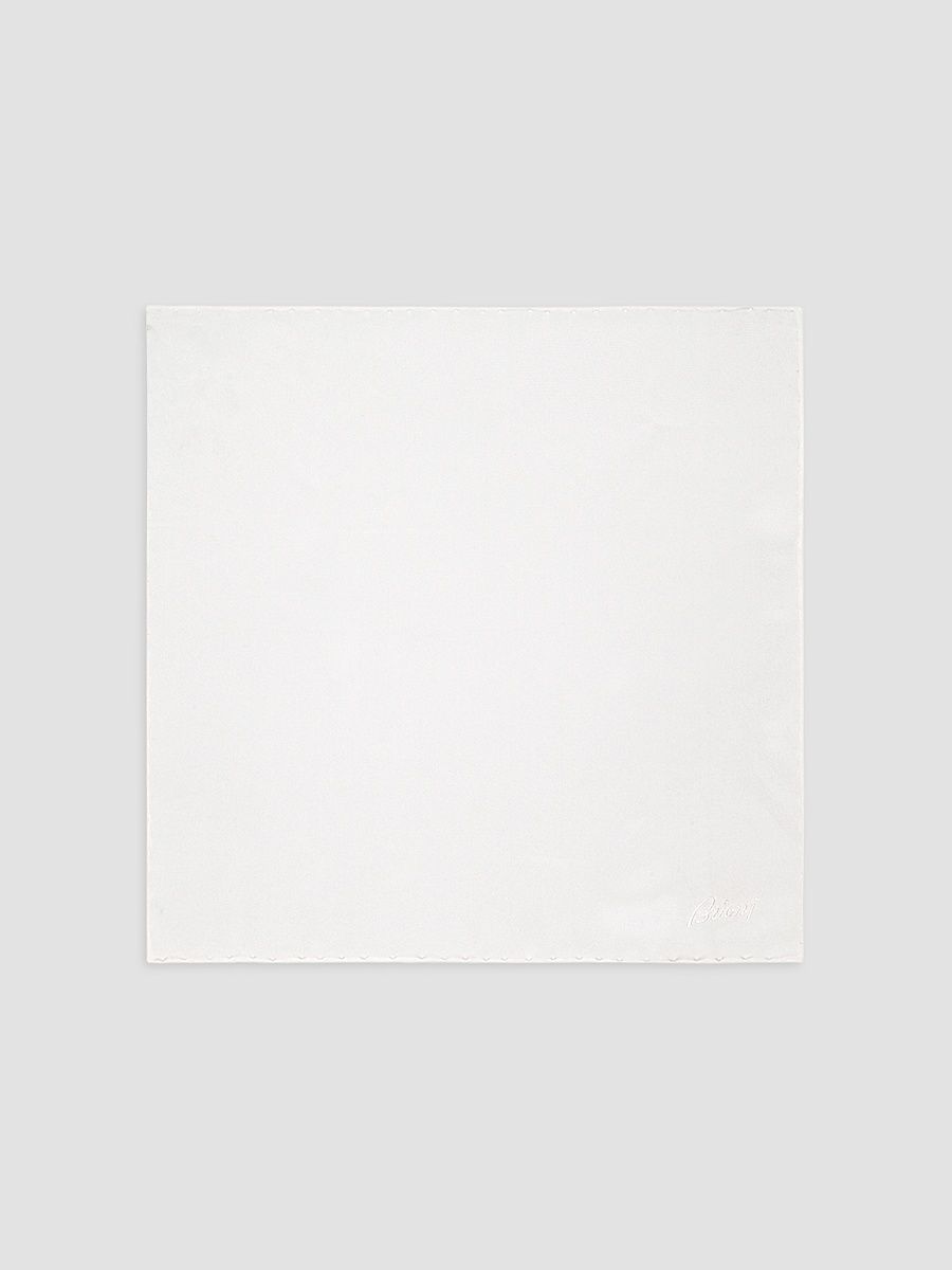 Brioni Men's Hand Rolled Pocket Square - White