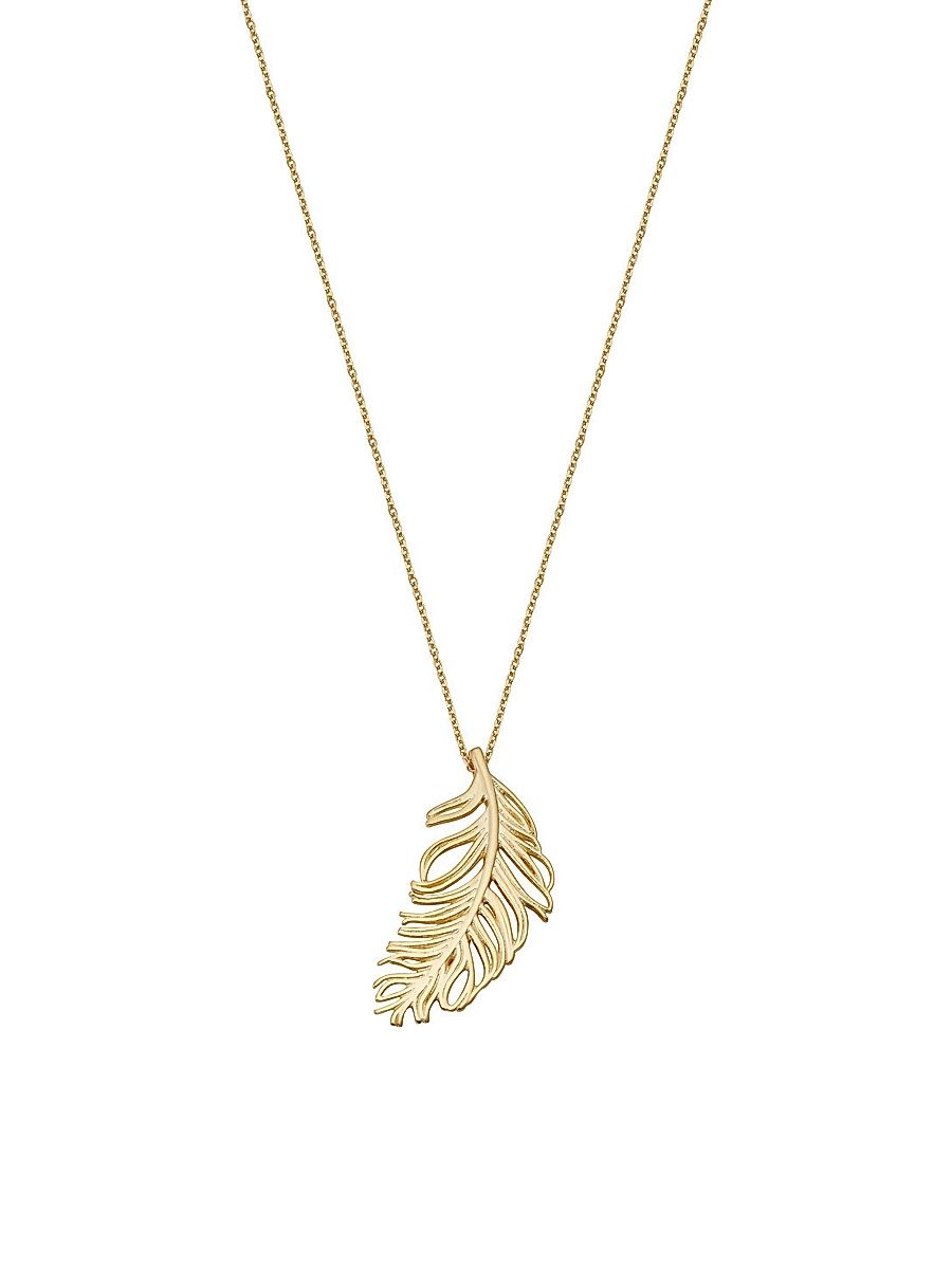 Women's 14K Yellow Gold Fine As A Feather Pendant Necklace - Yellow Gold
