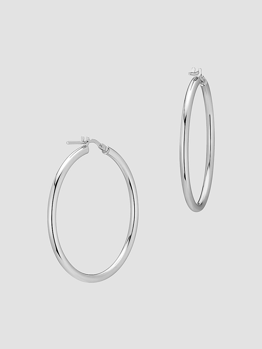 Women's Mid Everyday Hoops in Sterling Silver - Silver
