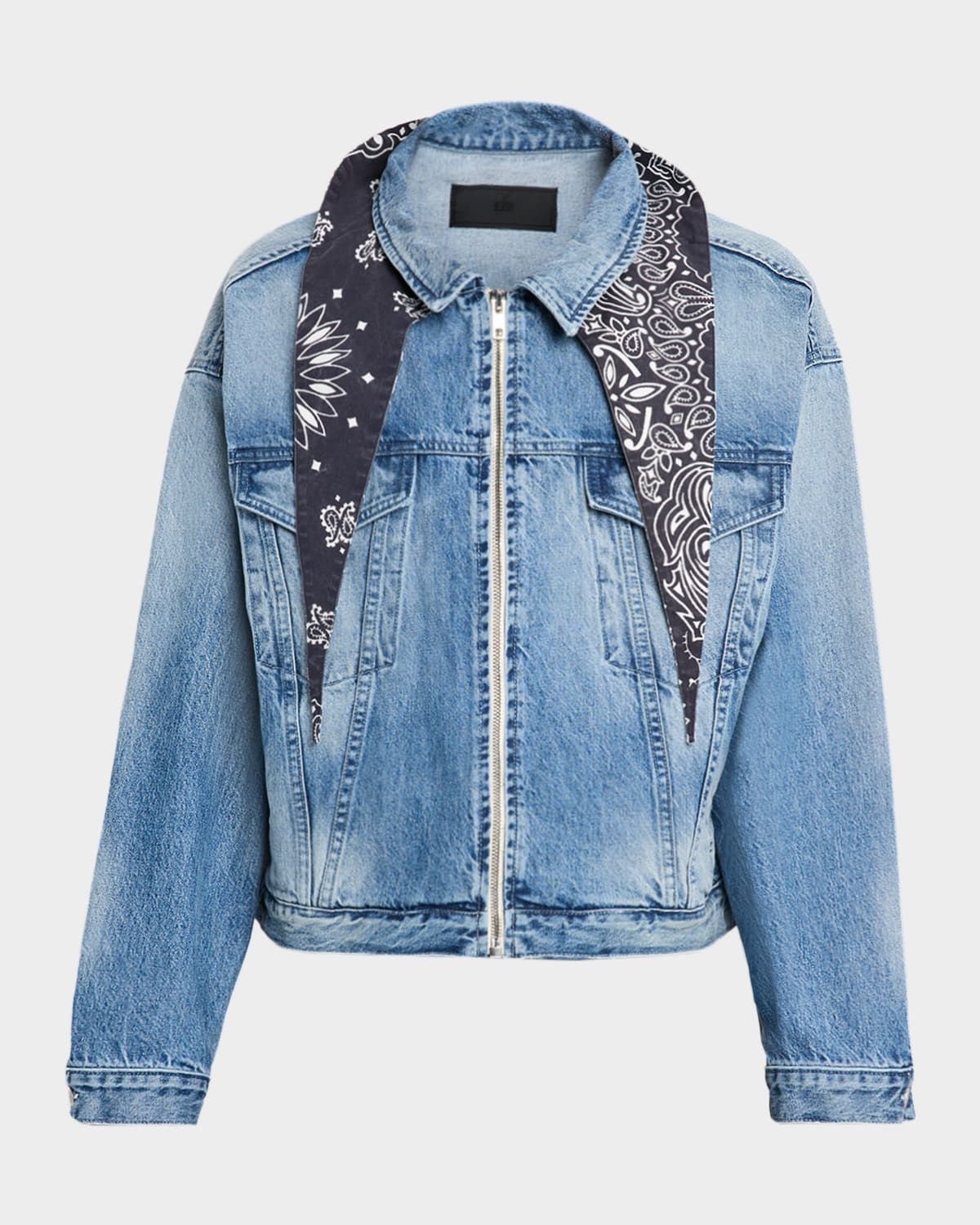 Men & apos;s Bandana Foulard Denim Trucker Jacket