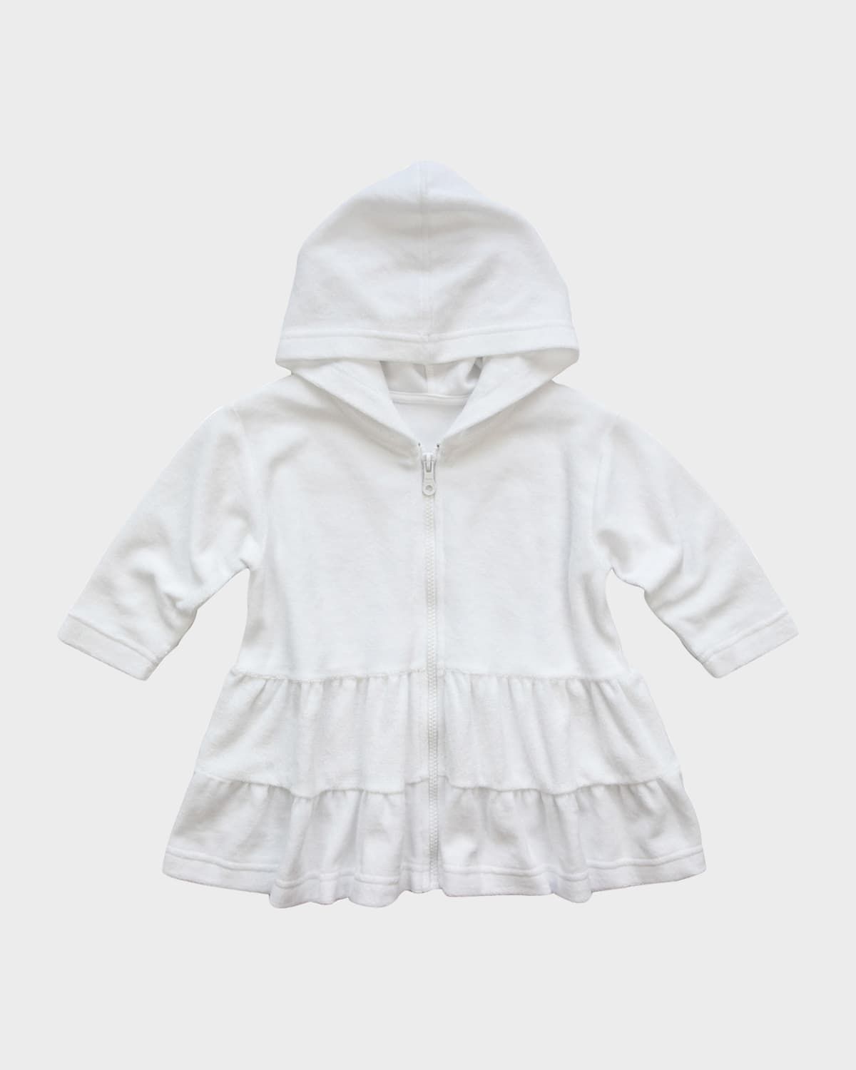 Girl & apos;s Solid Terry Hooded Tiered Coverup, Size 2-6X