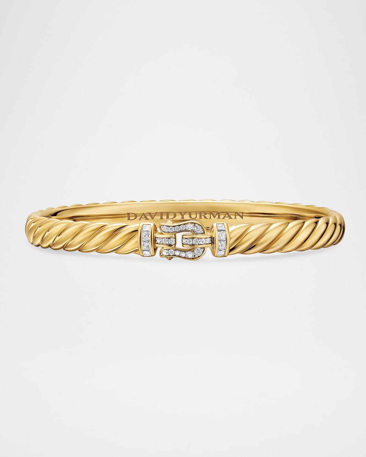 Sculpted Cable Buckle Bracelet with Diamonds in 18K Gold