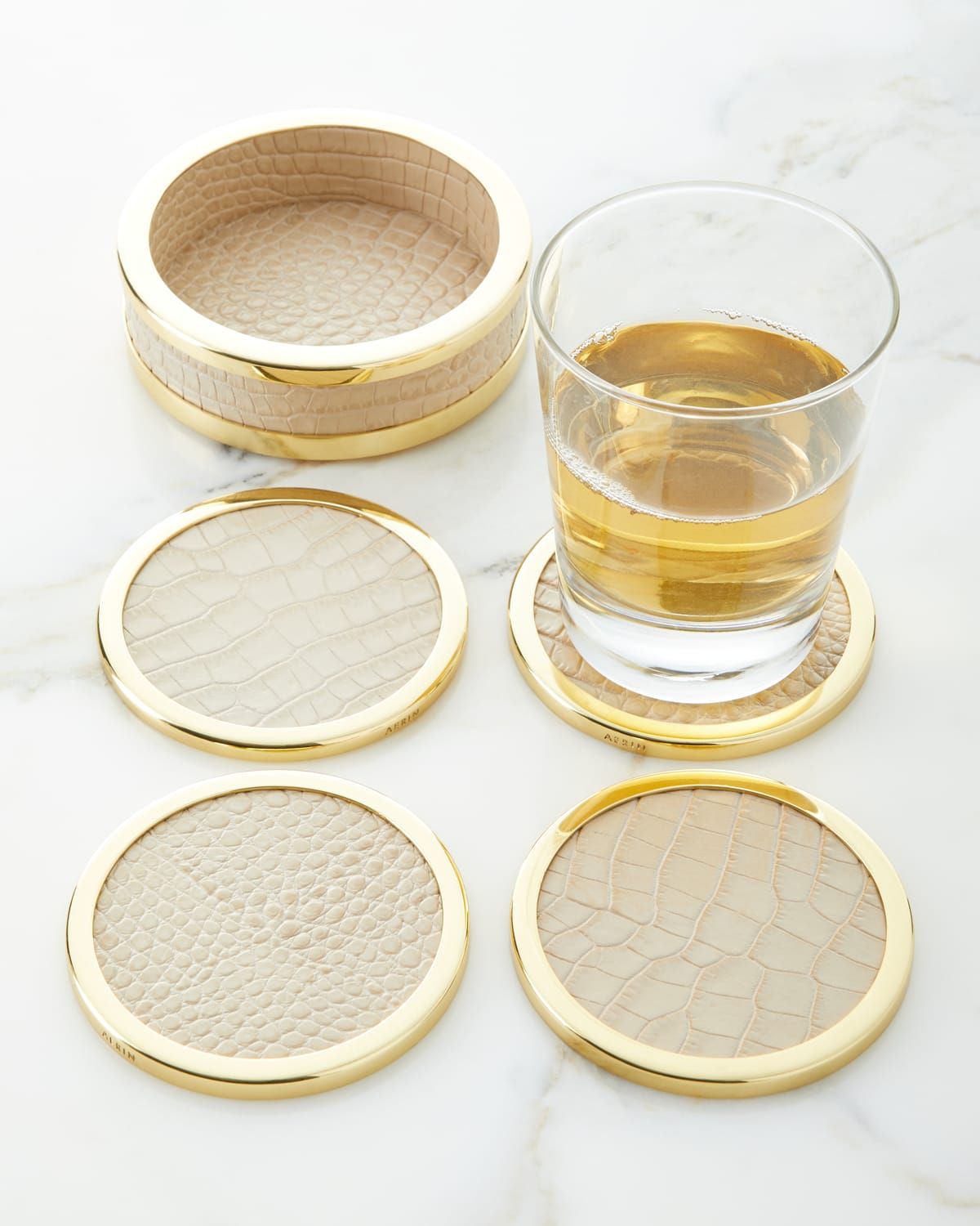 Colette Croc-Embossed Leather Coasters