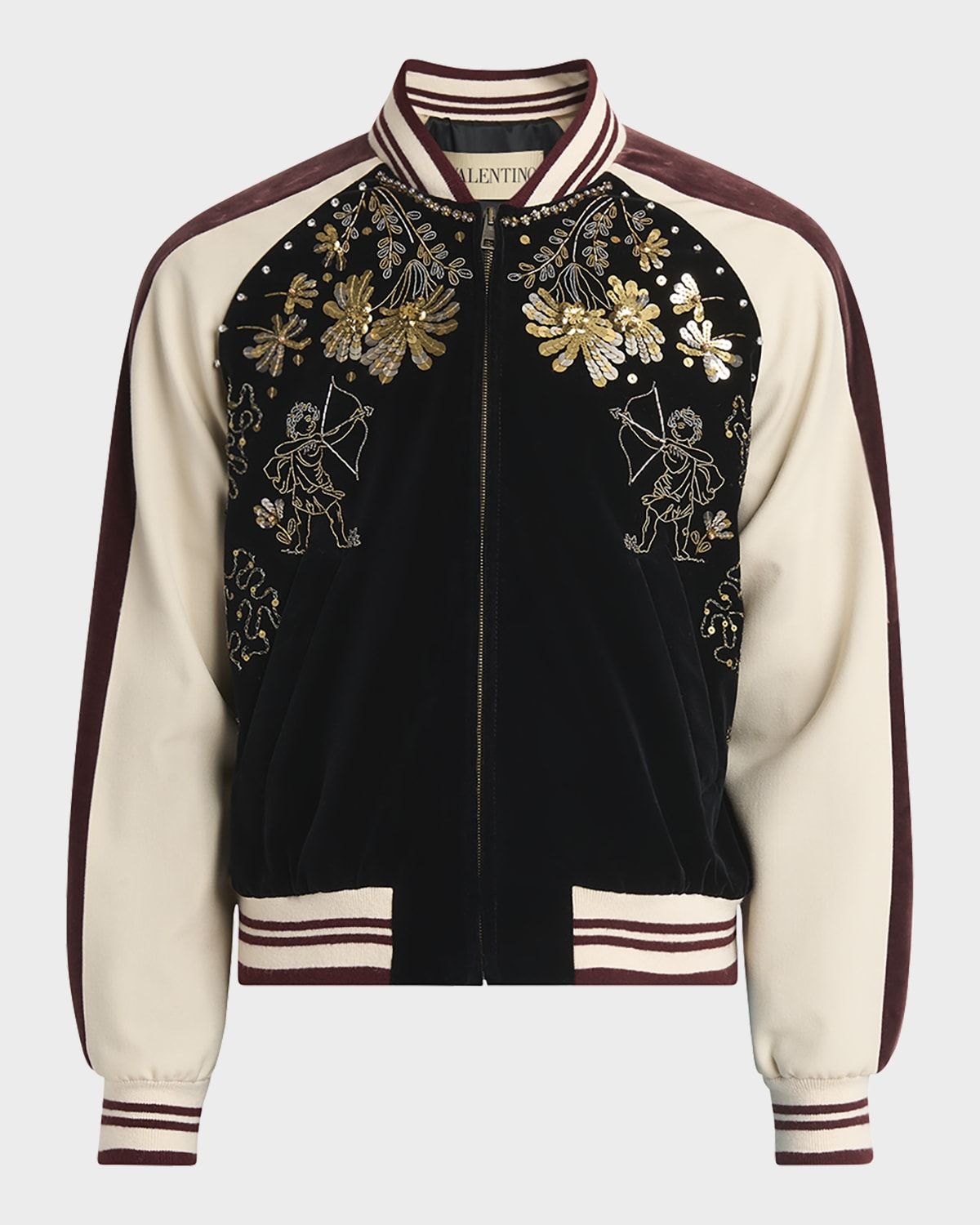 Men & apos;s Velvet Embroidered Full-Zip Blouson
