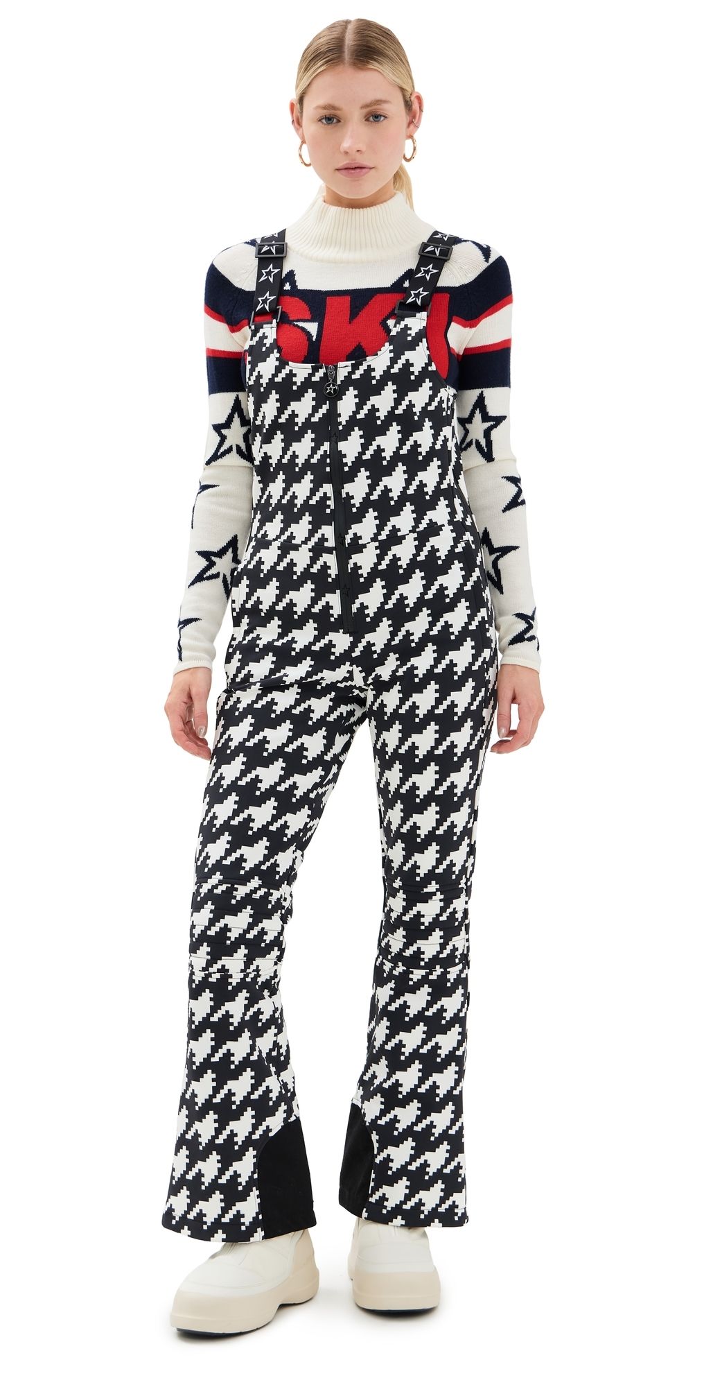 Perfect Moment Jg Bib Ski Pants Black And White Houndstooth S