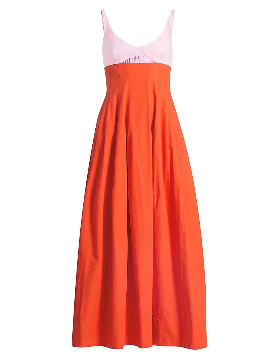 Women's Maddy Cotton-Blend A-Line Midi-Dress - Lobster Multi - Size 0