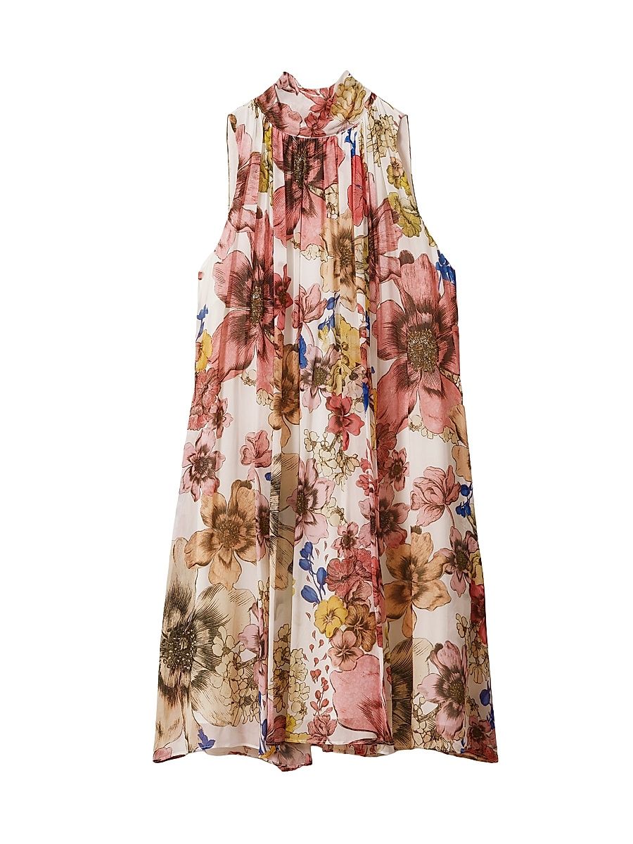 Women's Kady Floral Halter Minidress - Cream Pink - Size 4