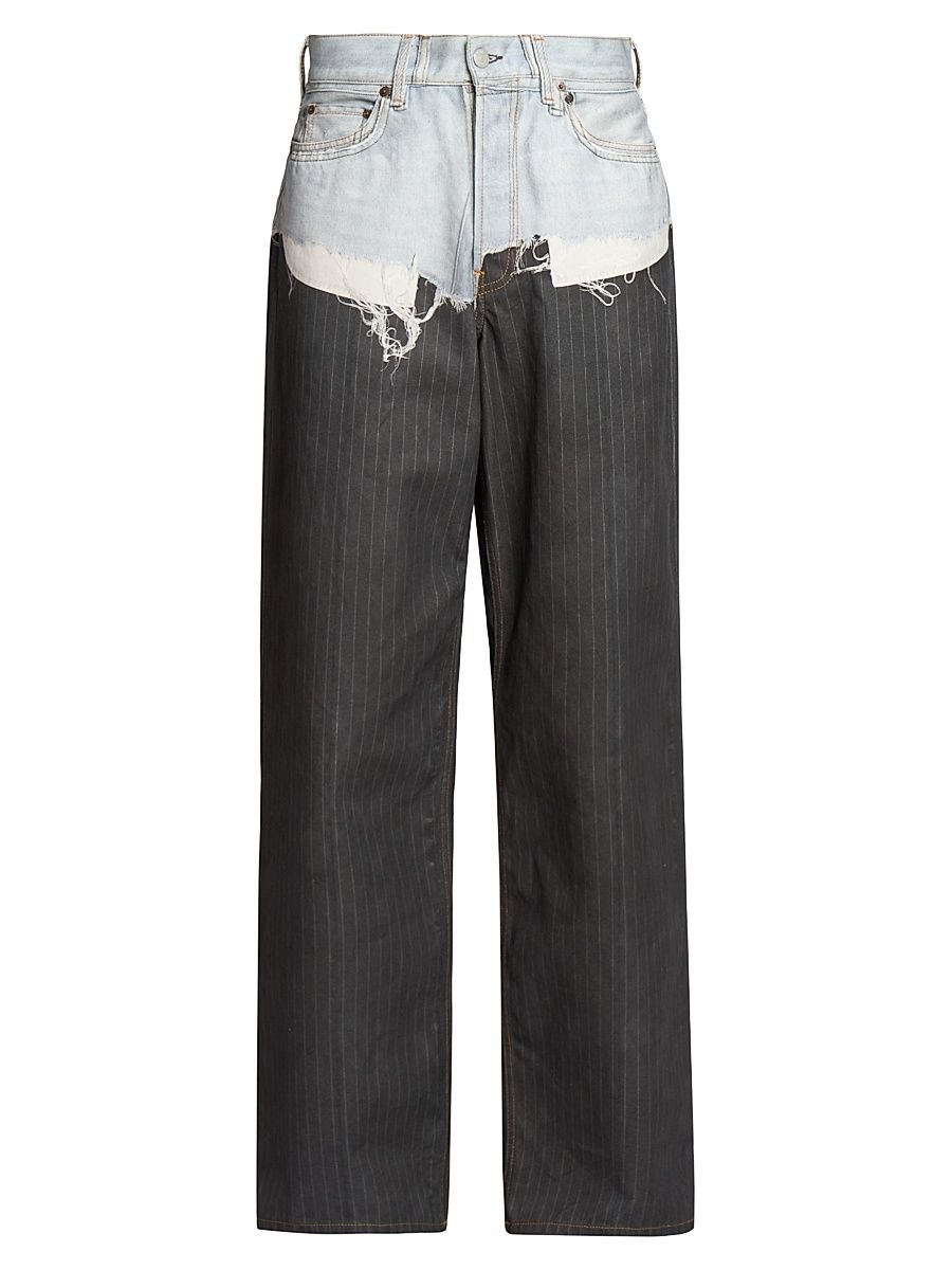 Men's Tlo Pinstripe Straight-Leg Jeans - Blue Black - Size XXL