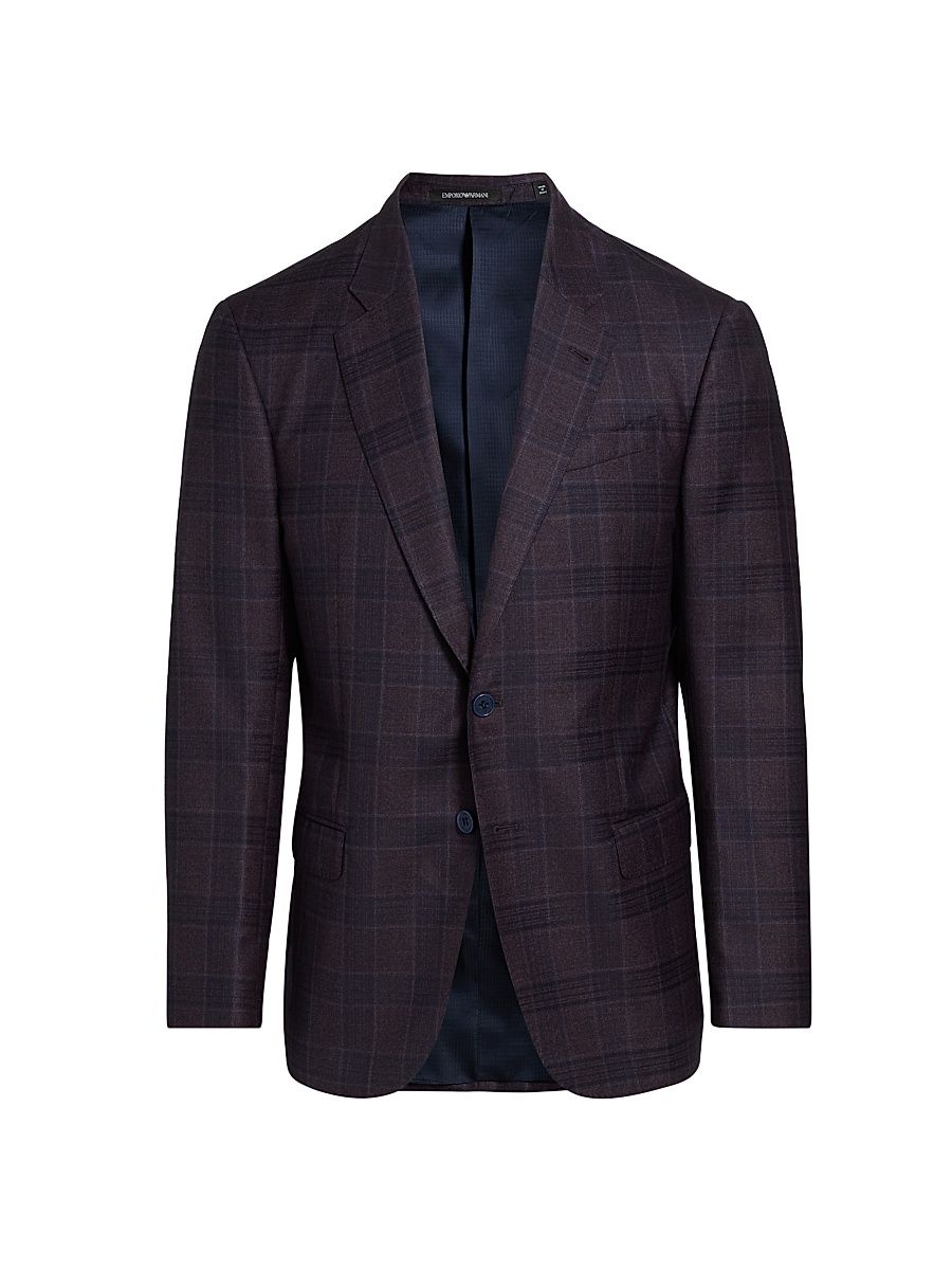 Men's Plaid Wool Sport Coat - Purple - Size 44