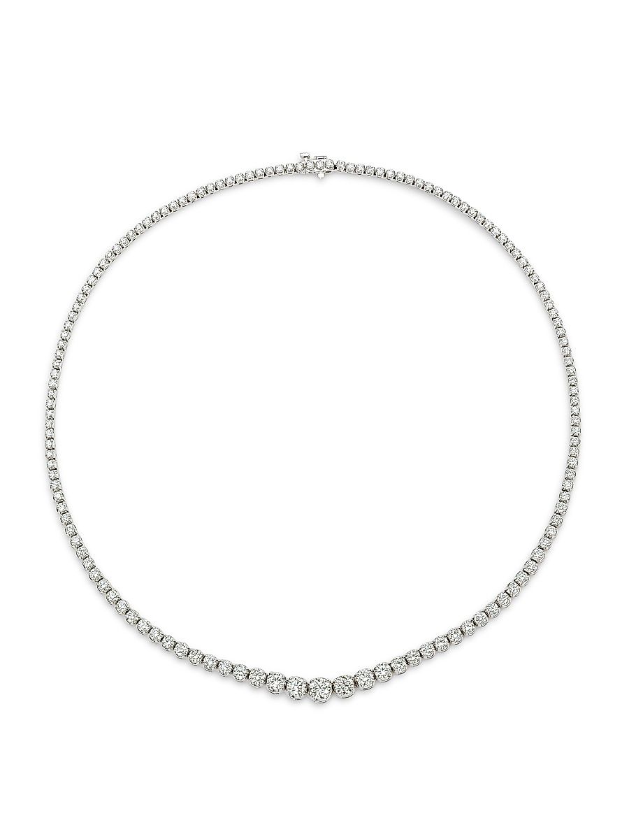 Women's 18K White Gold & 10.92 TCW Diamond Tennis Necklace - White Gold