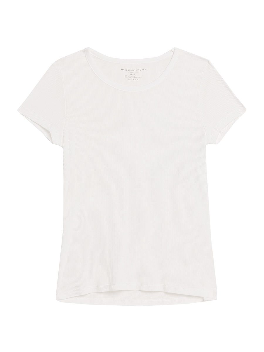 Women's Ribbed Stretch Cotton T-Shirt - White - Size XS