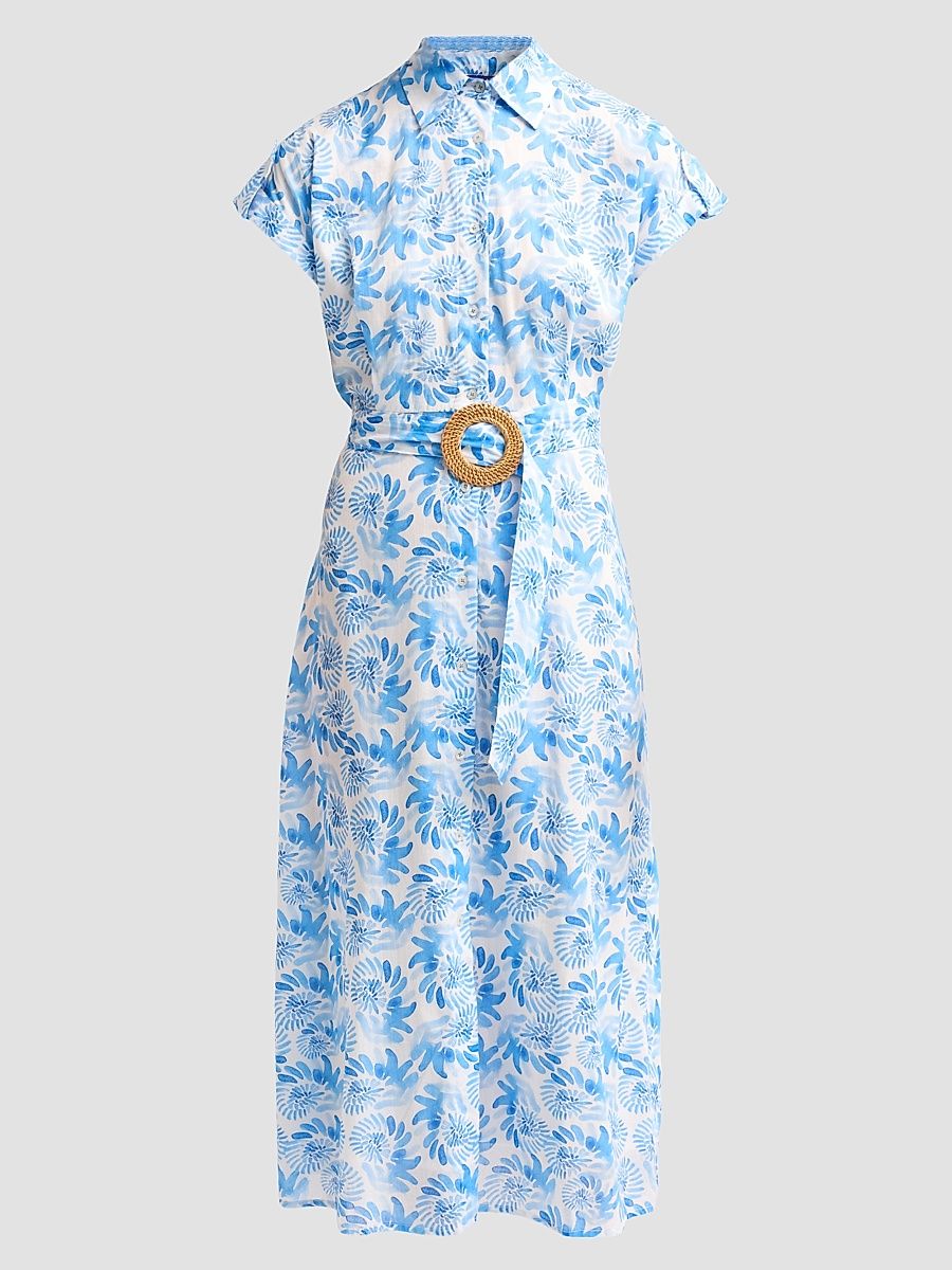 Women's Catherine Floral Cotton Dress - Blue Keanu - Size XL
