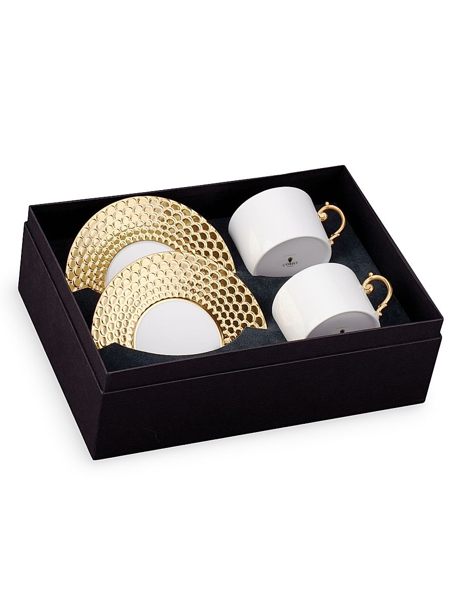 Aegean 2-Piece Teacup & Saucer Set - Gold
