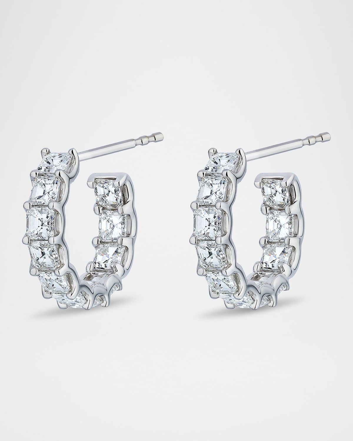 18K White Gold Oval Diamond Hoop Earrings, 0.5"Dia., 3.06tcw