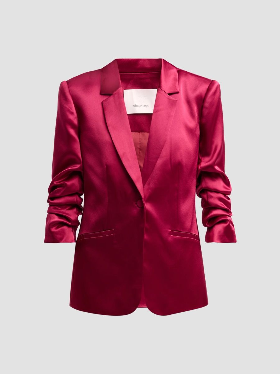 Women's Kylie Notched Satin Single-Button Blazer - Beet Red - Size 16