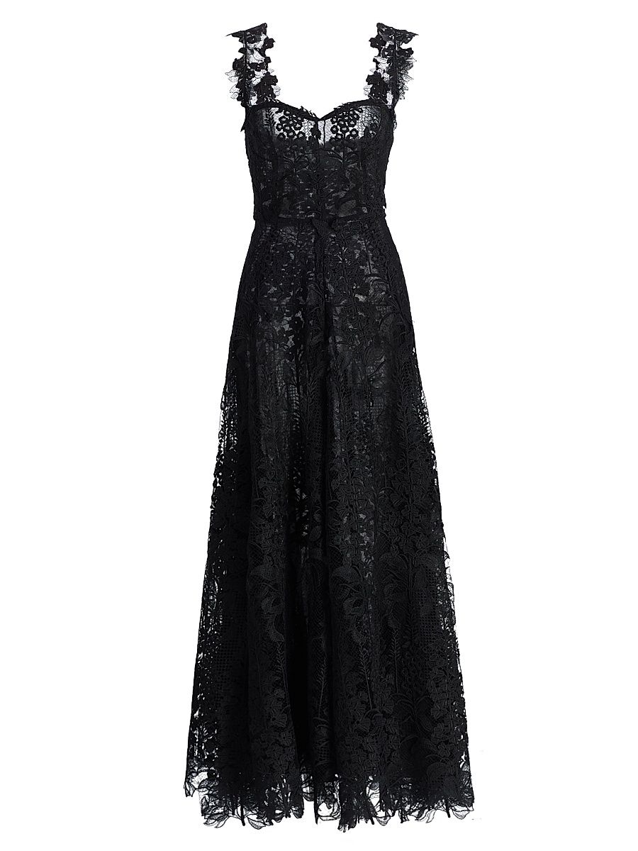 Women's Foxgloves Guipure Lace Gown - Black - Size 10