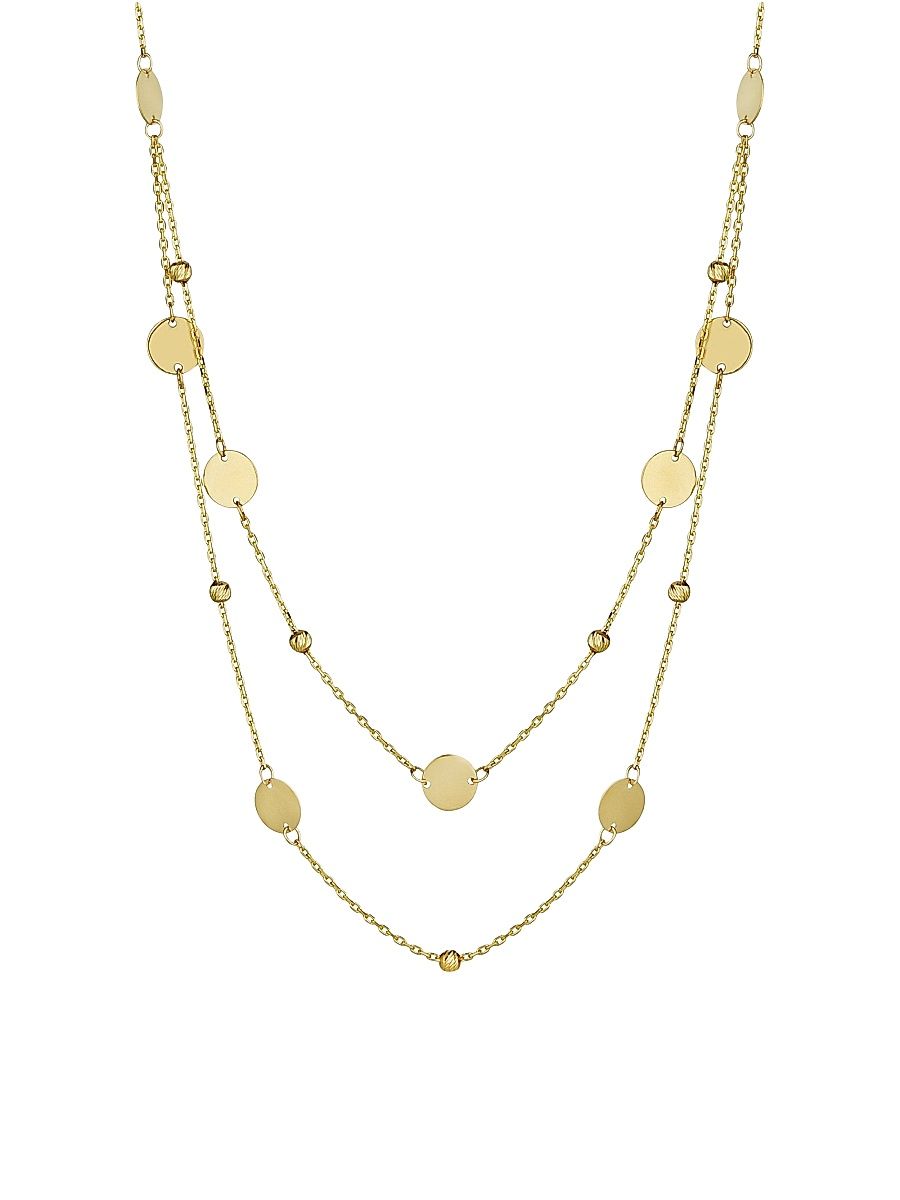 Women's 14K Yellow Solid Gold Manhattan Layered Station Necklace - Yellow Gold
