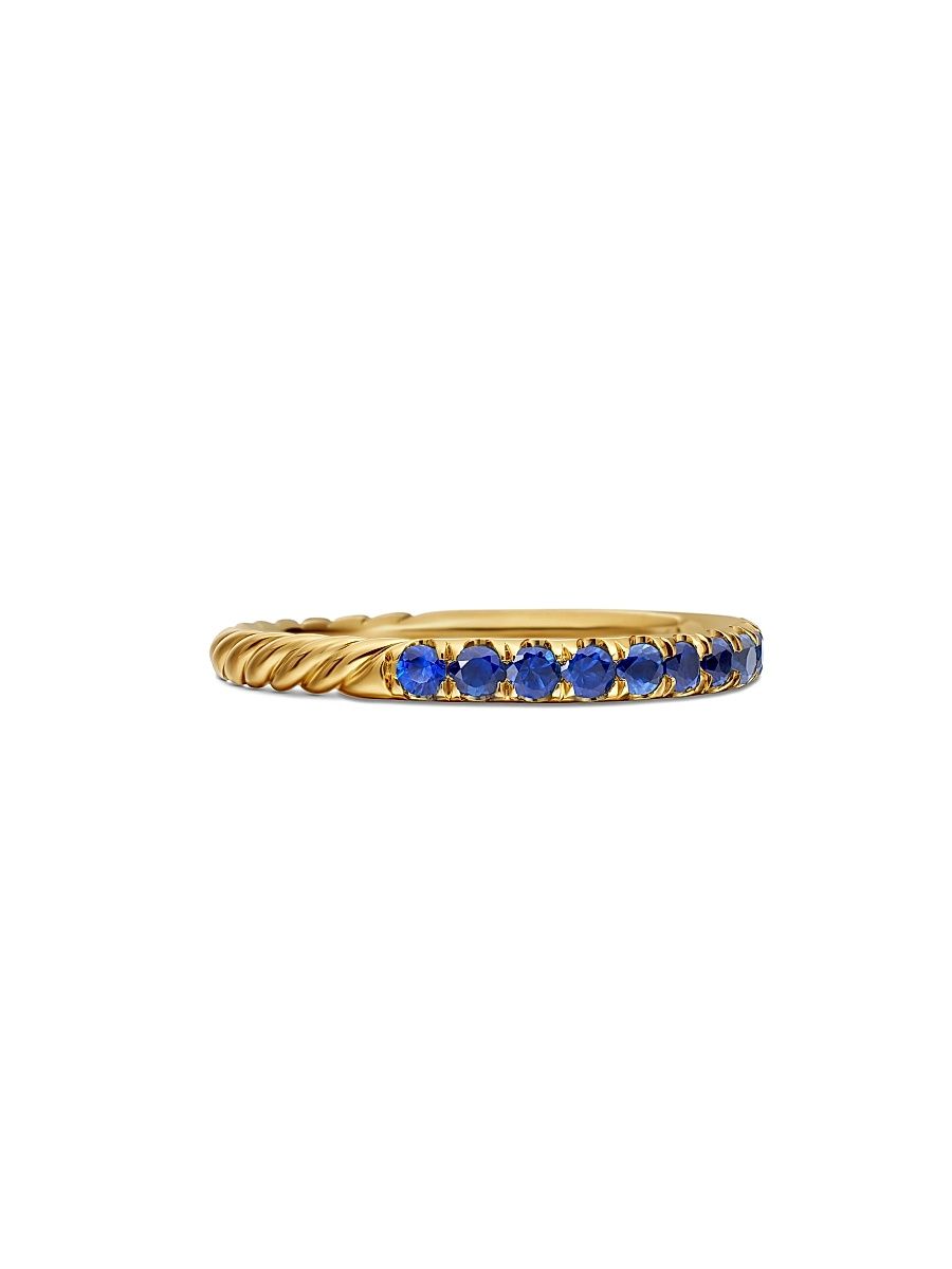 Women's Cable Collectibles Stack Ring in 18K Yellow Gold - Light Blue Sapphire - Size 7