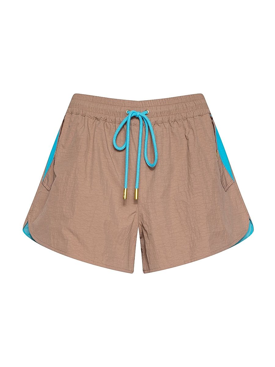 Women's Grayson Dolphin-Hem Drawstring Shorts - Hazelnut Capri Blue - Size XXL