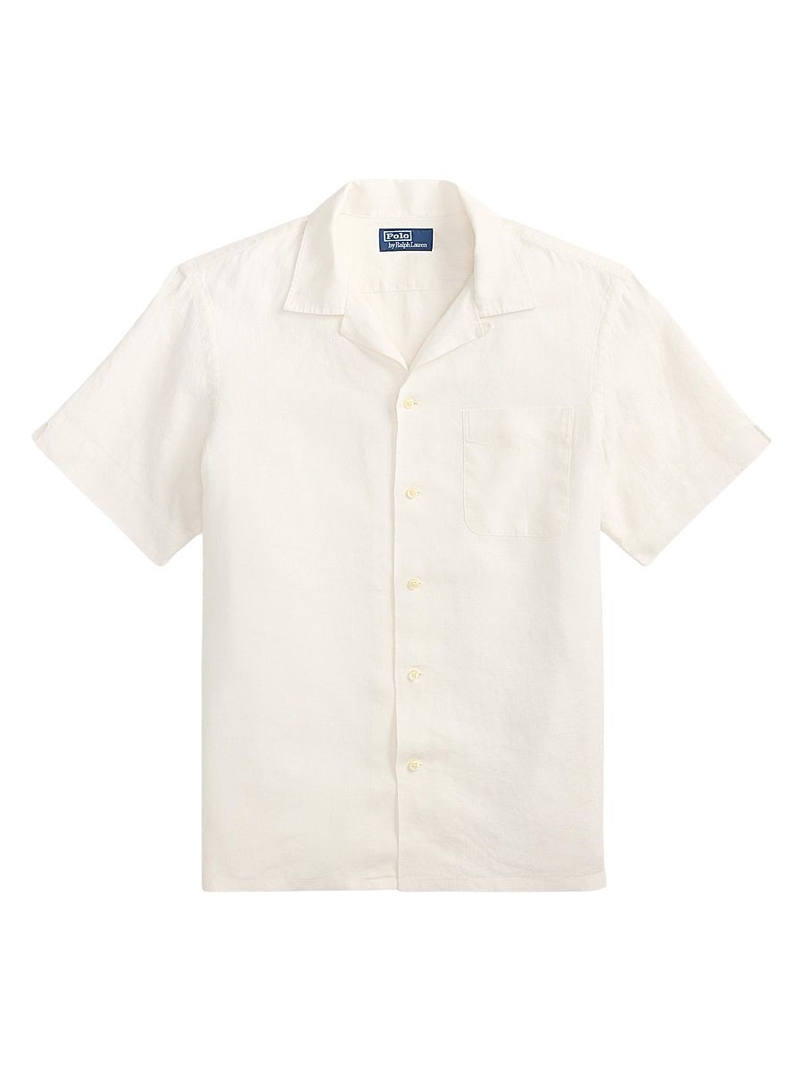 Men's Slubby Linen Button-Front Shirt - Deckwash White - Size XXL