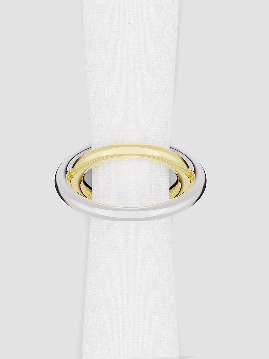 Ring 4-Piece Stainless Steel & Brass Napkin Ring Set - Silver Gold