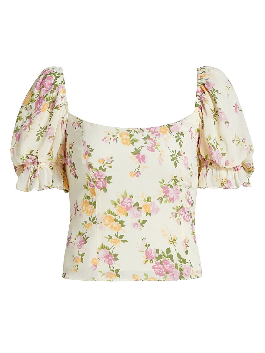Women's Marin Floral Puff-Sleeve Top - Posy - Size 10