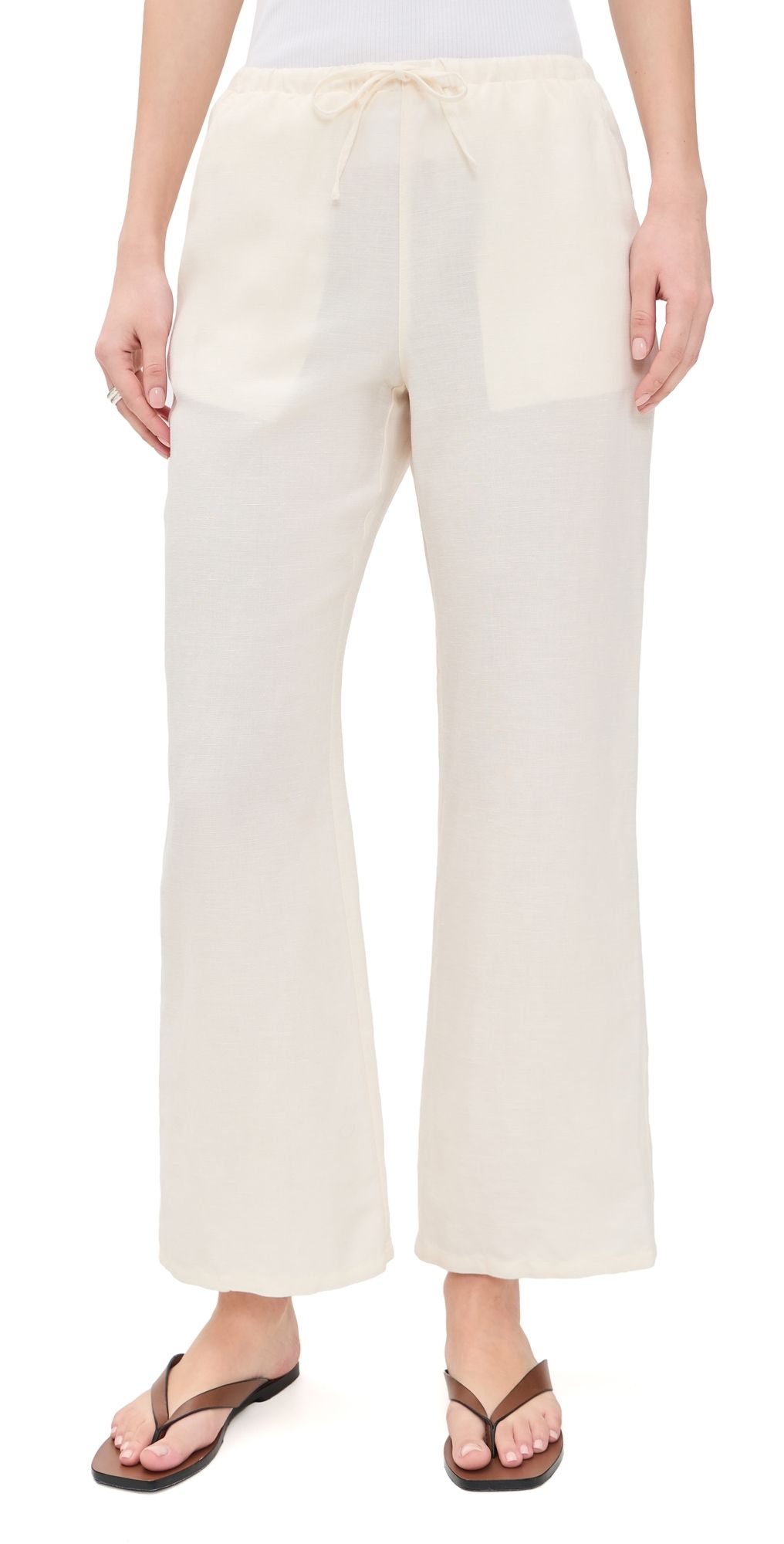 Marine Layer Linen Drawstring Pants Bright White M