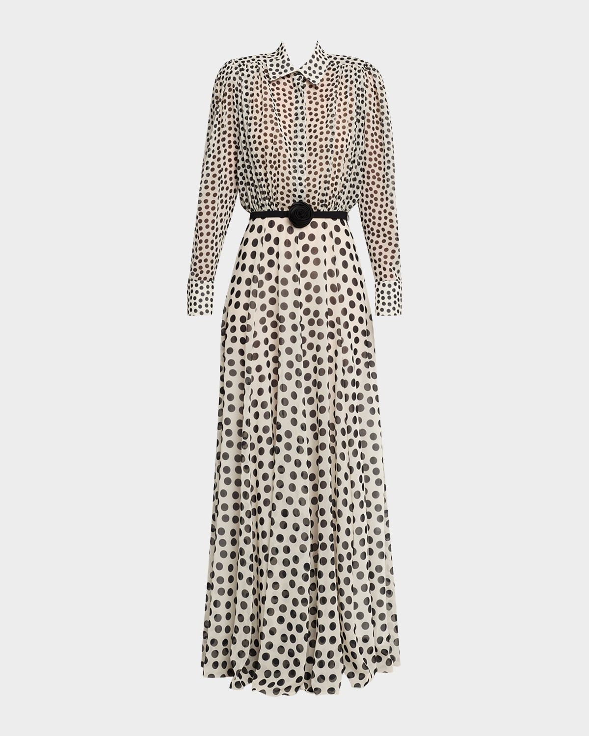 Liyan Belted Polka Dot Maxi Dress
