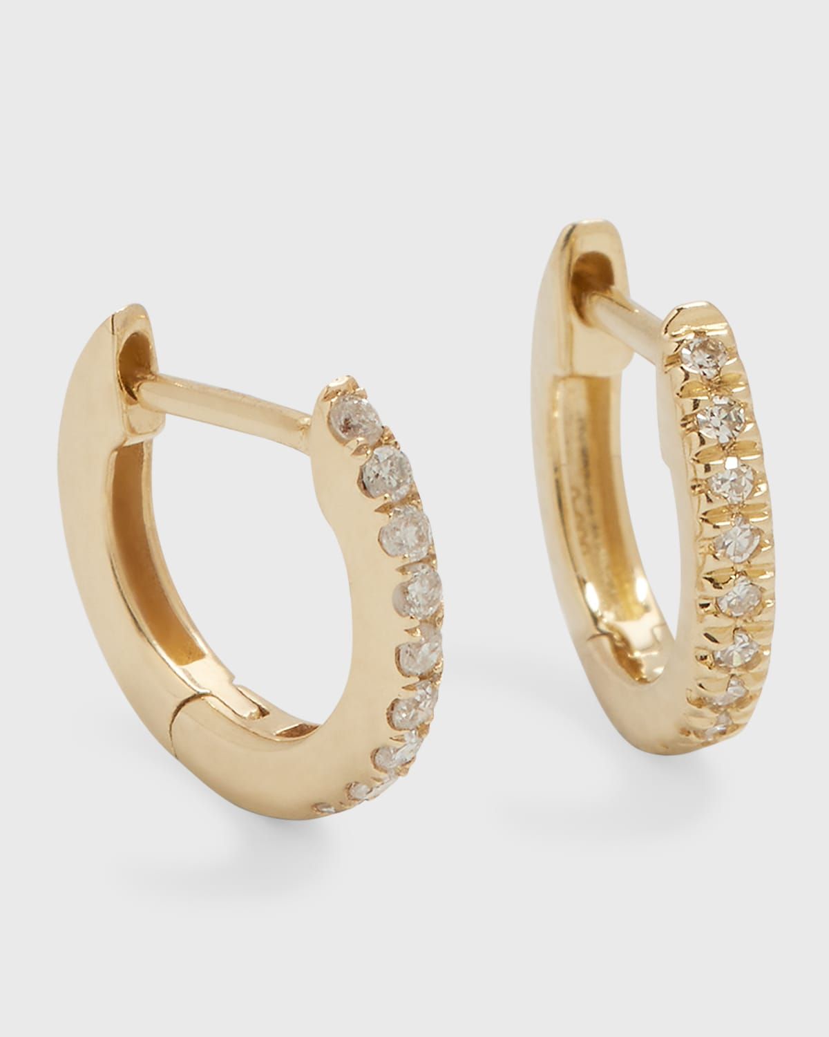 14K Gold Mini Diamond 0.08ct Huggie Earrings