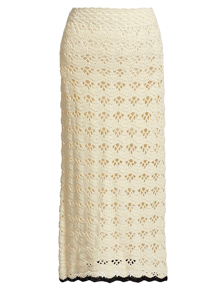Women's Rhiannon Crochet Midi-Skirt - Cream Black - Size 10
