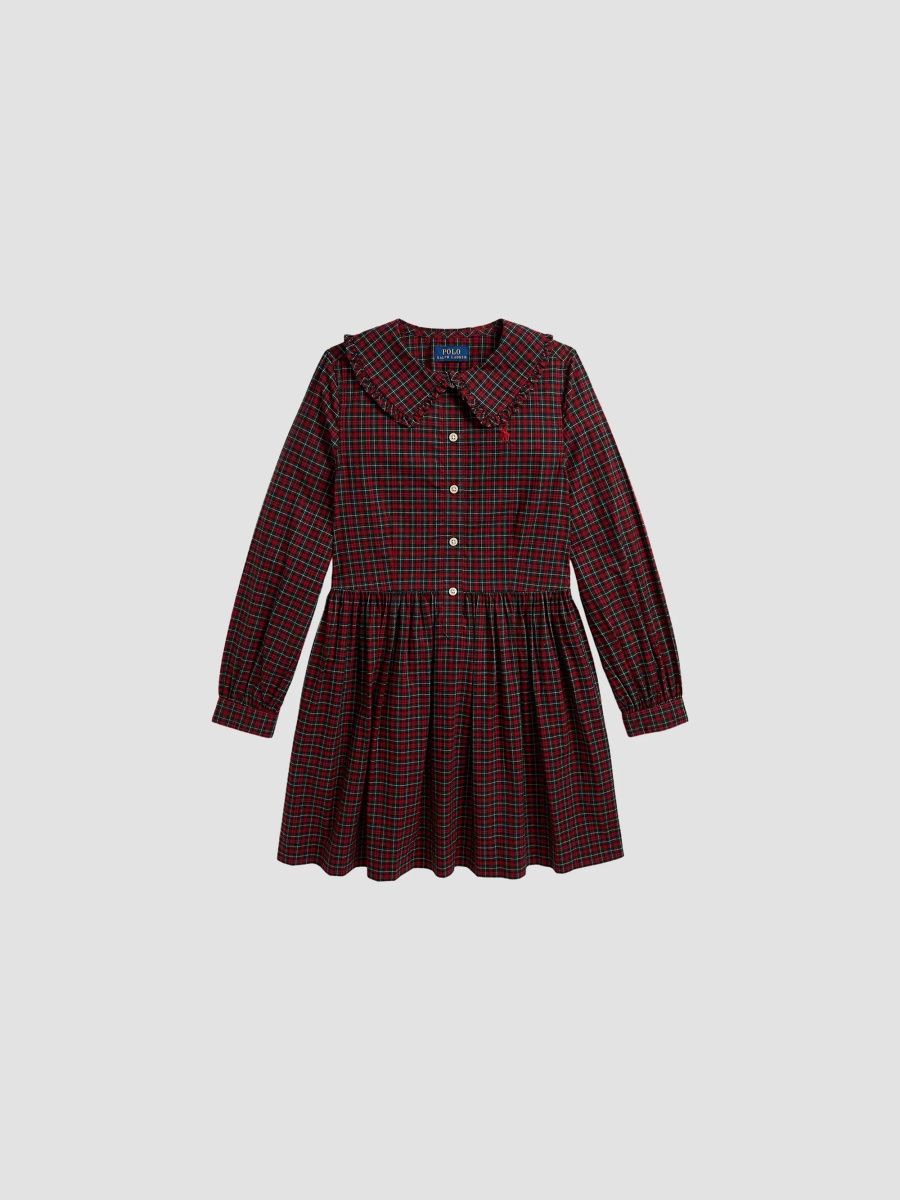 Polo Ralph Lauren Girl's Little Girl's & Girl's Plaid Cotton Poplin Shirtdress - Green Red Multi - Size 6