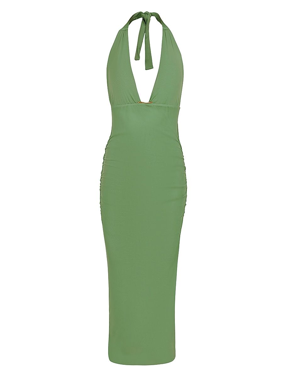 Women's Salma Halterneck Midi-Dress - Green - Size XL