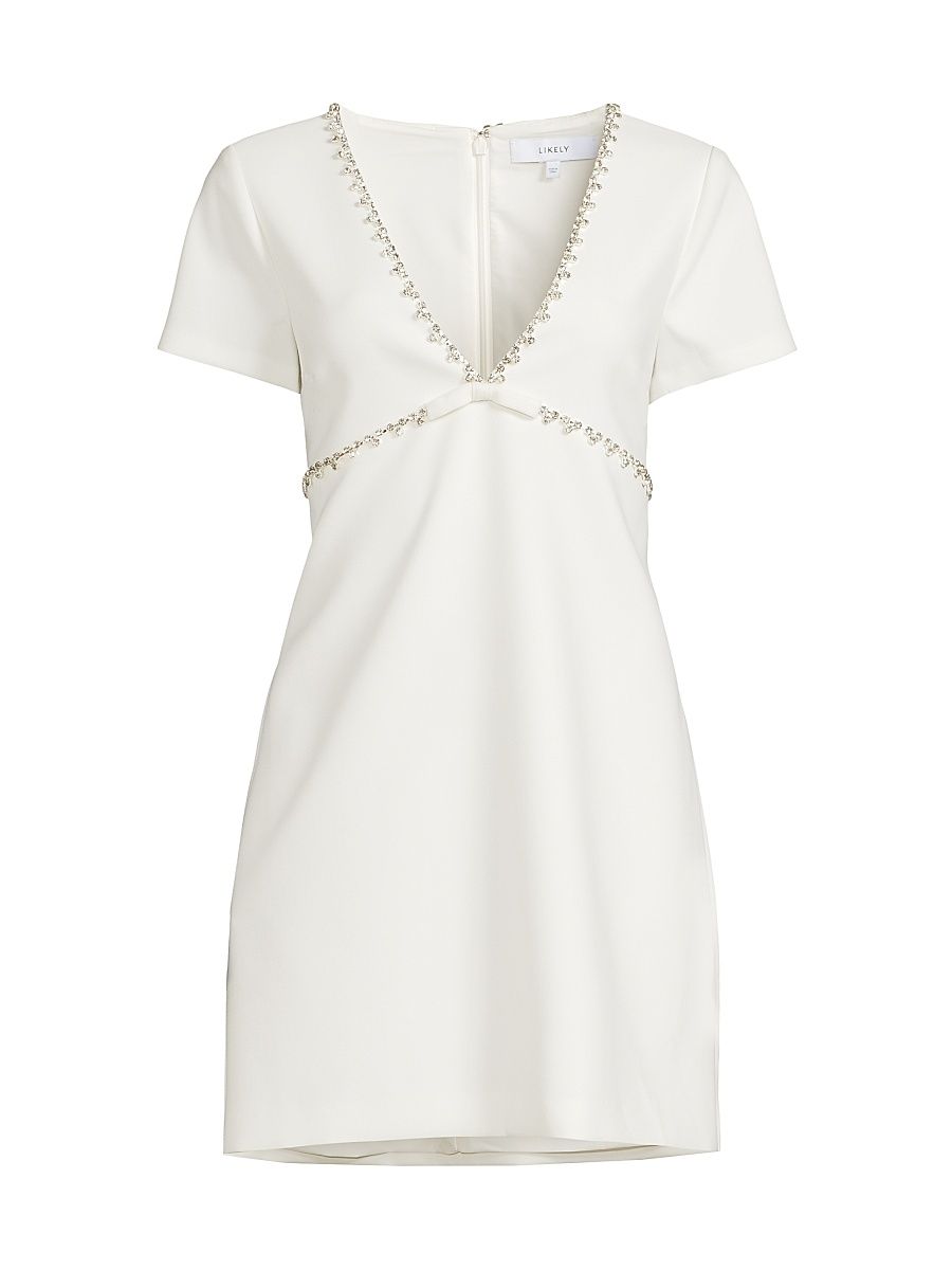 Women's Jessica Embellished Minidress - White - Size 12