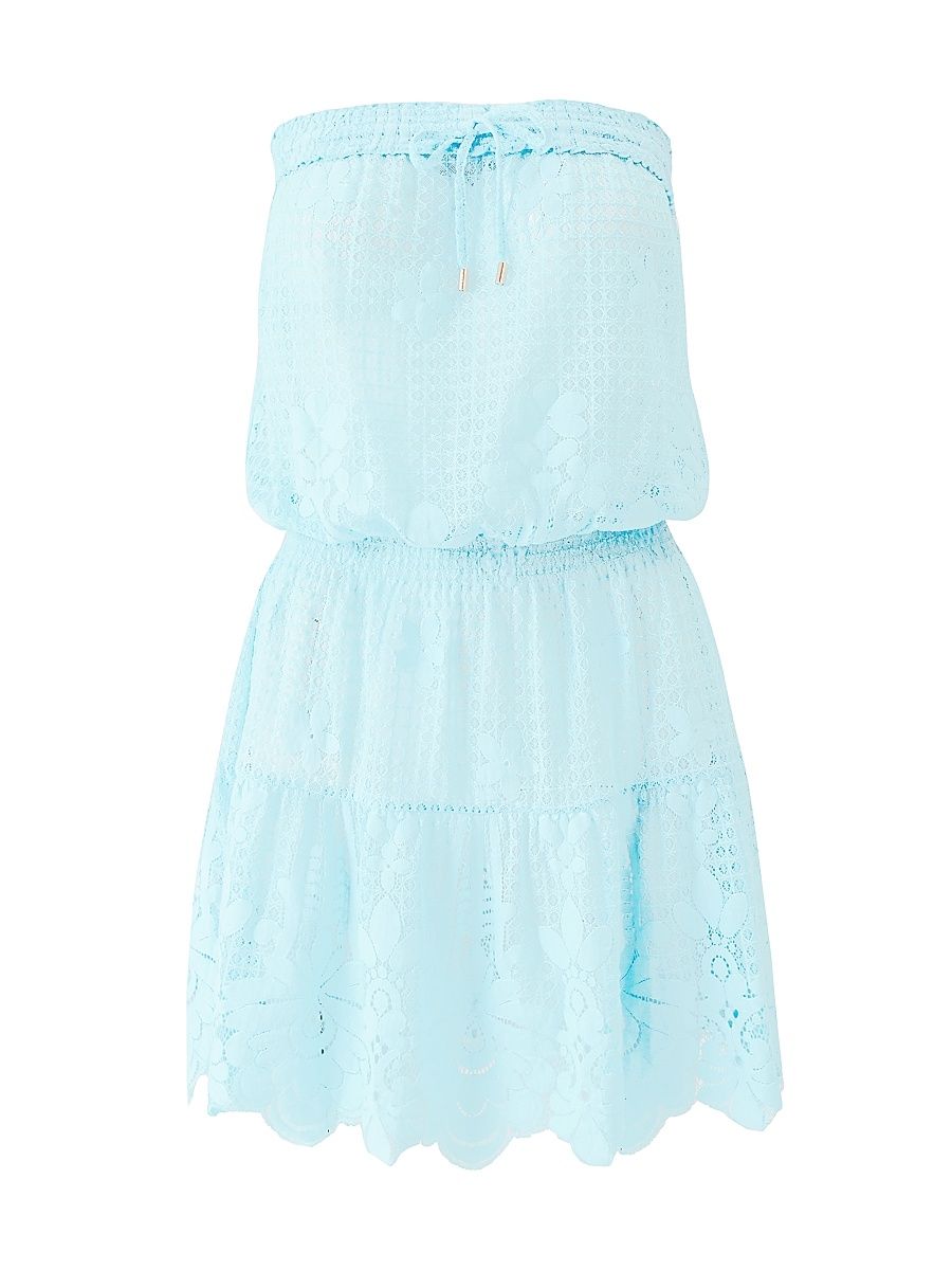 Women's Isla Lace Bandeau Minidress - Sky - Size Large