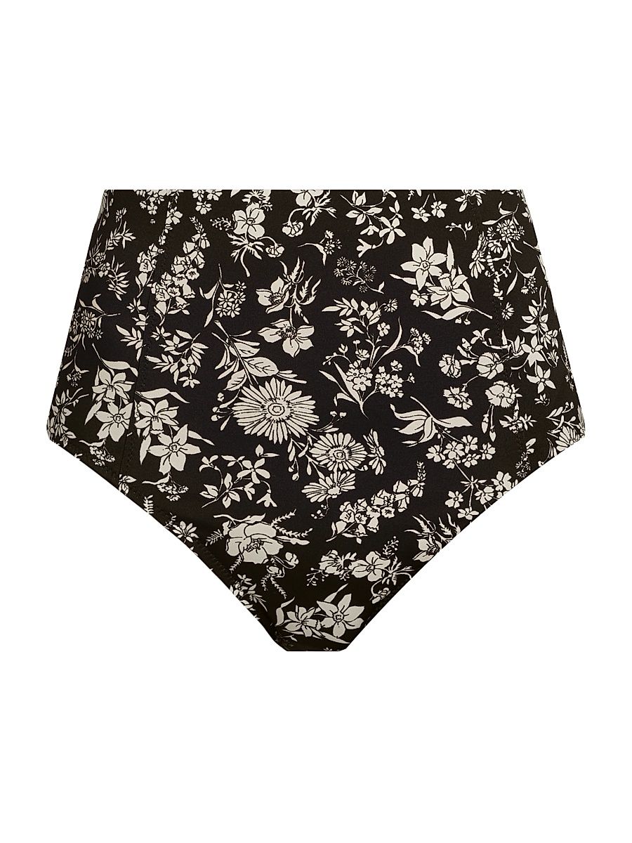 Women's Zahara Floral High-Waist Bikini Bottom - Midnight Bloom - Size Large