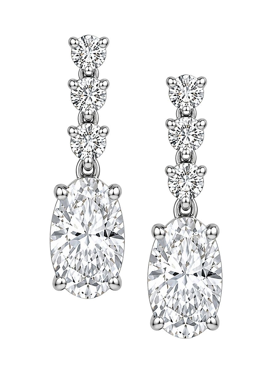 Women's 18K White Gold & 3.00 TCW Lab-Grown Diamond Drop Earrings - White Gold