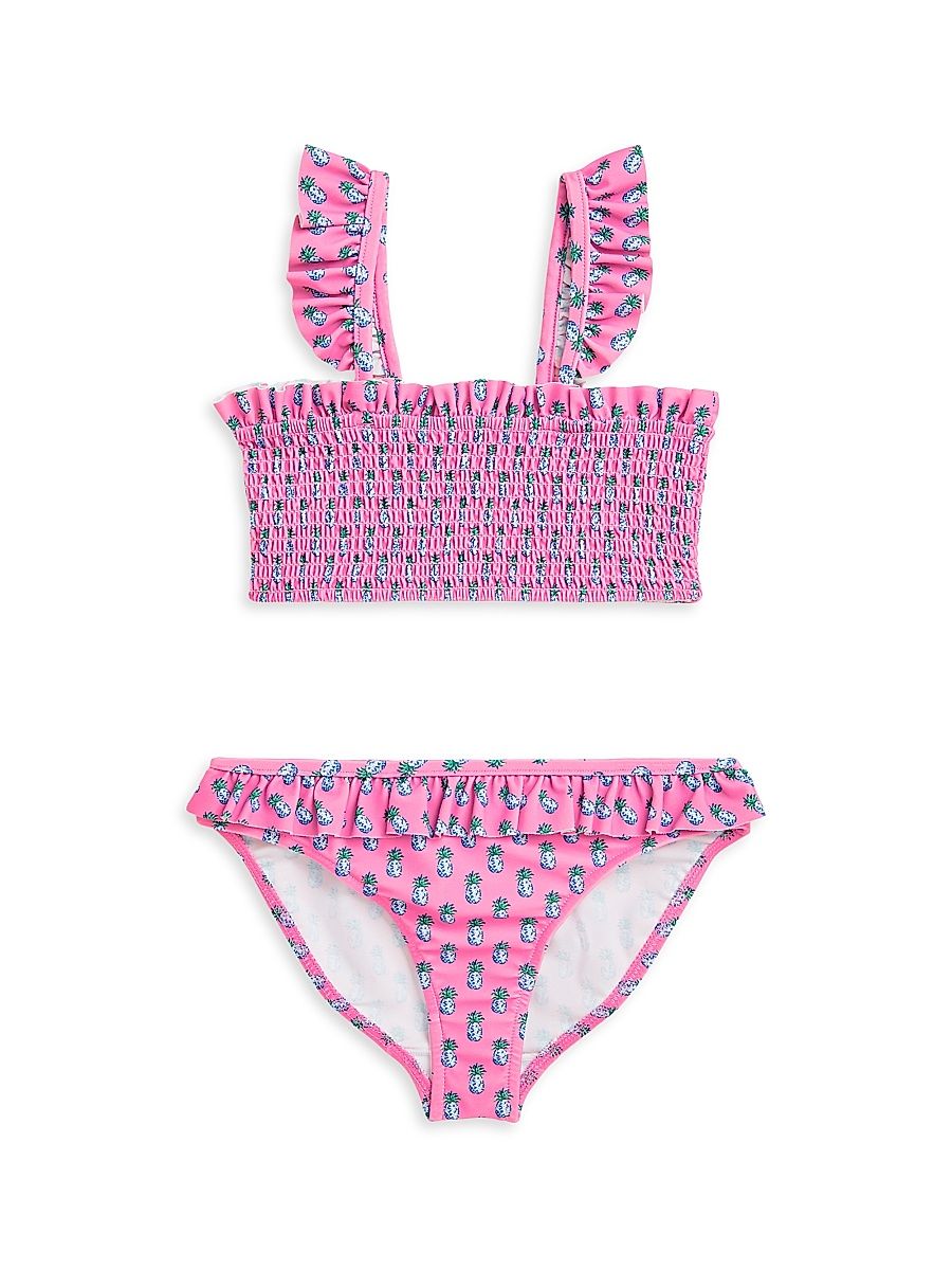 Little Girl's & Girl's 2-Piece Printed Ruffled Swimsuit - Mini Pineapple - Size 14