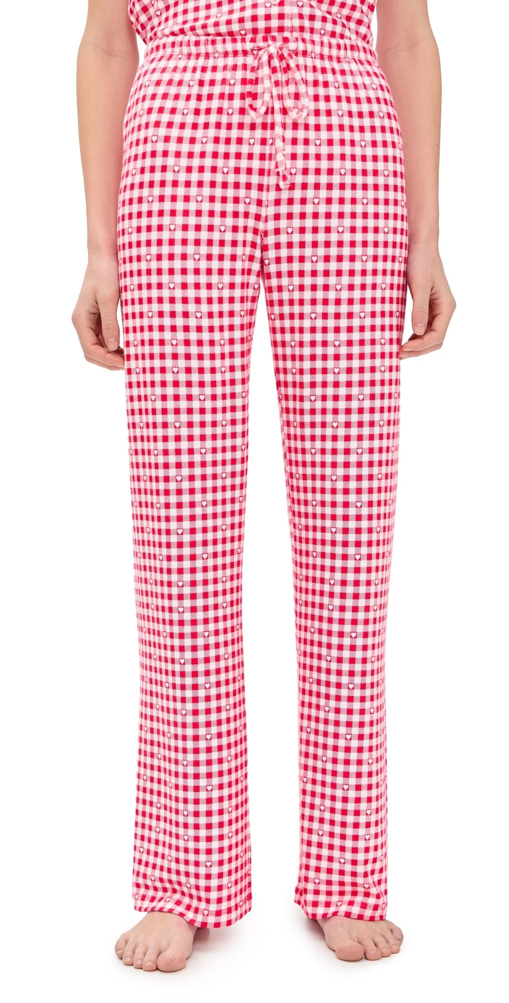 Z Supply So Sweet Gingham Pants Kiss Me Red XL