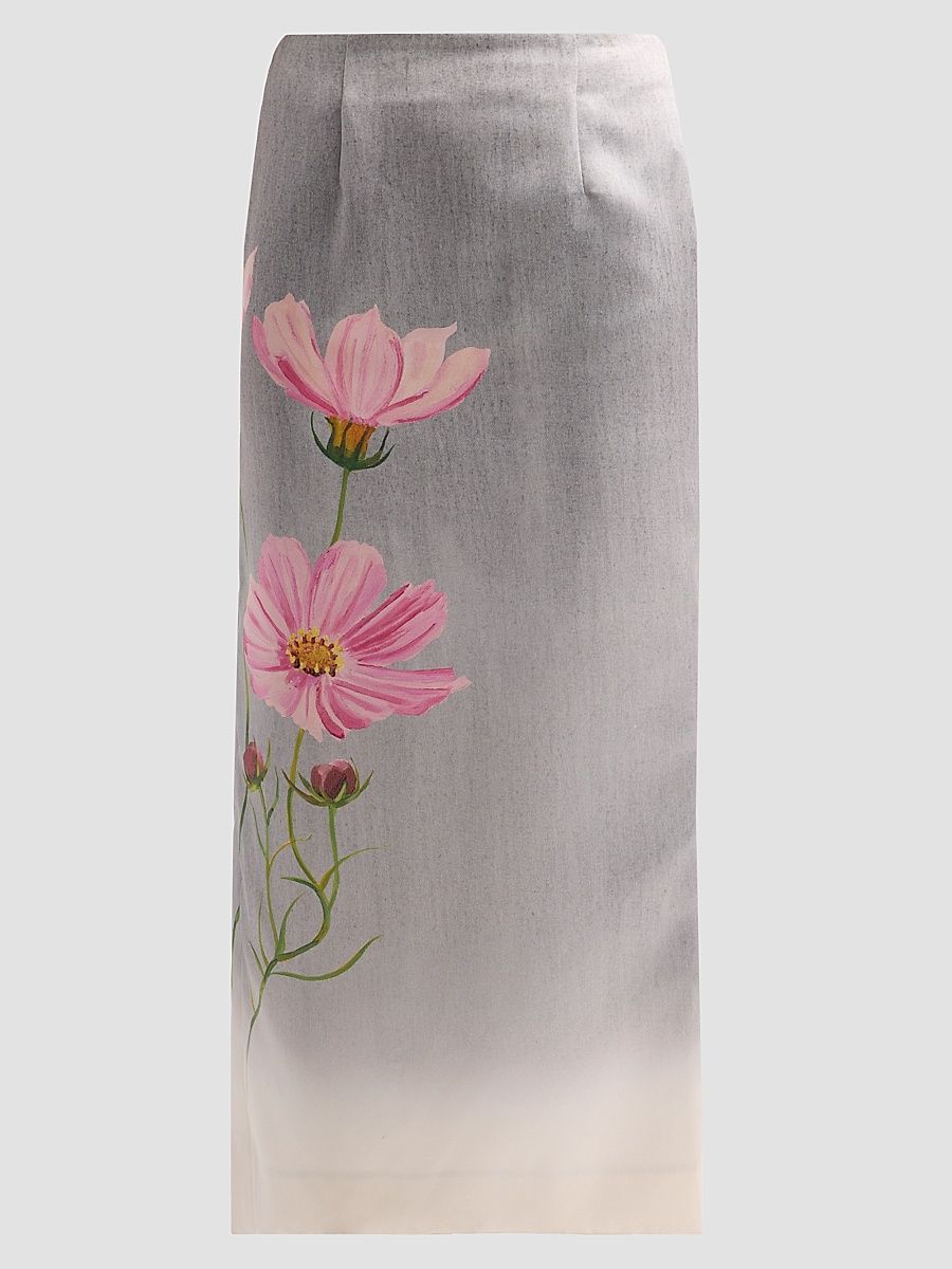 Women's Cosmos Satin Pencil Skirt - Pink Grey - Size 14