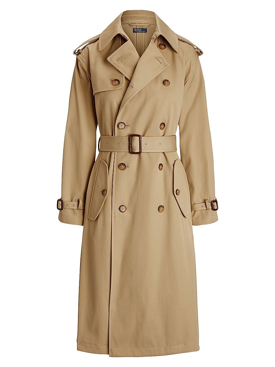 Women's Twill Double-Breasted Trench Coat - Surrey Tan - Size XL