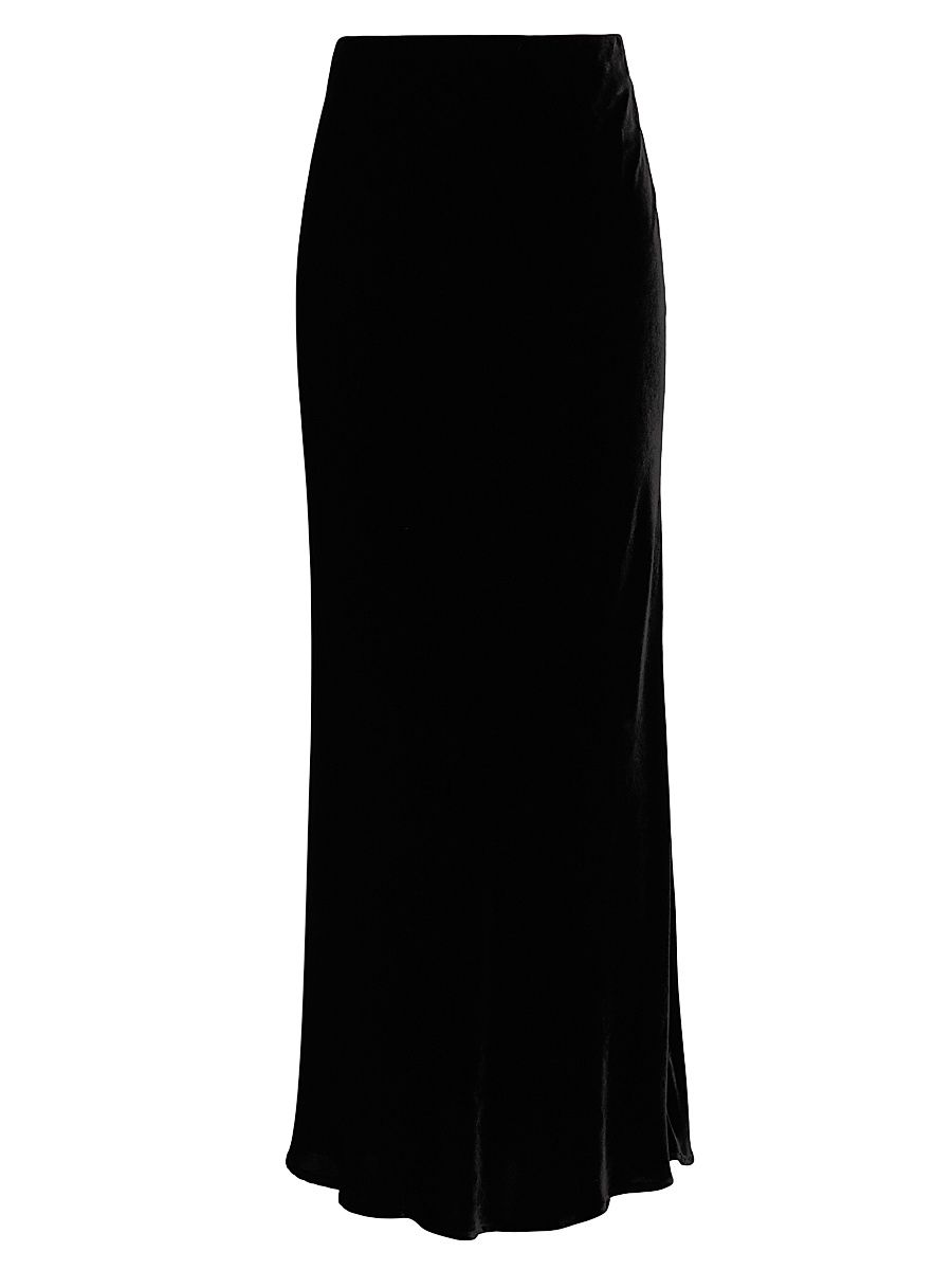 L'AGENCE Women's Zeta Velvet Maxi Skirt - Black - Size XL