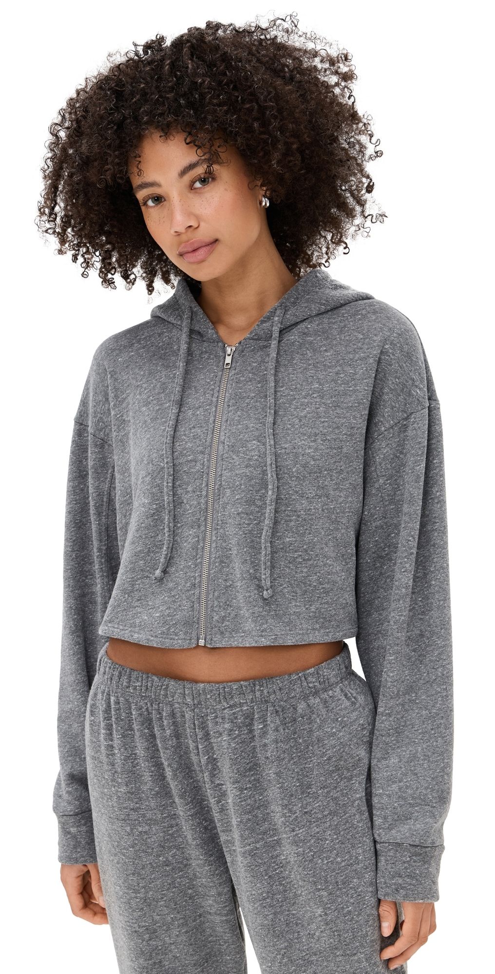 Year of Ours Classic Zip Up Sweatshirt Heather Grey L
