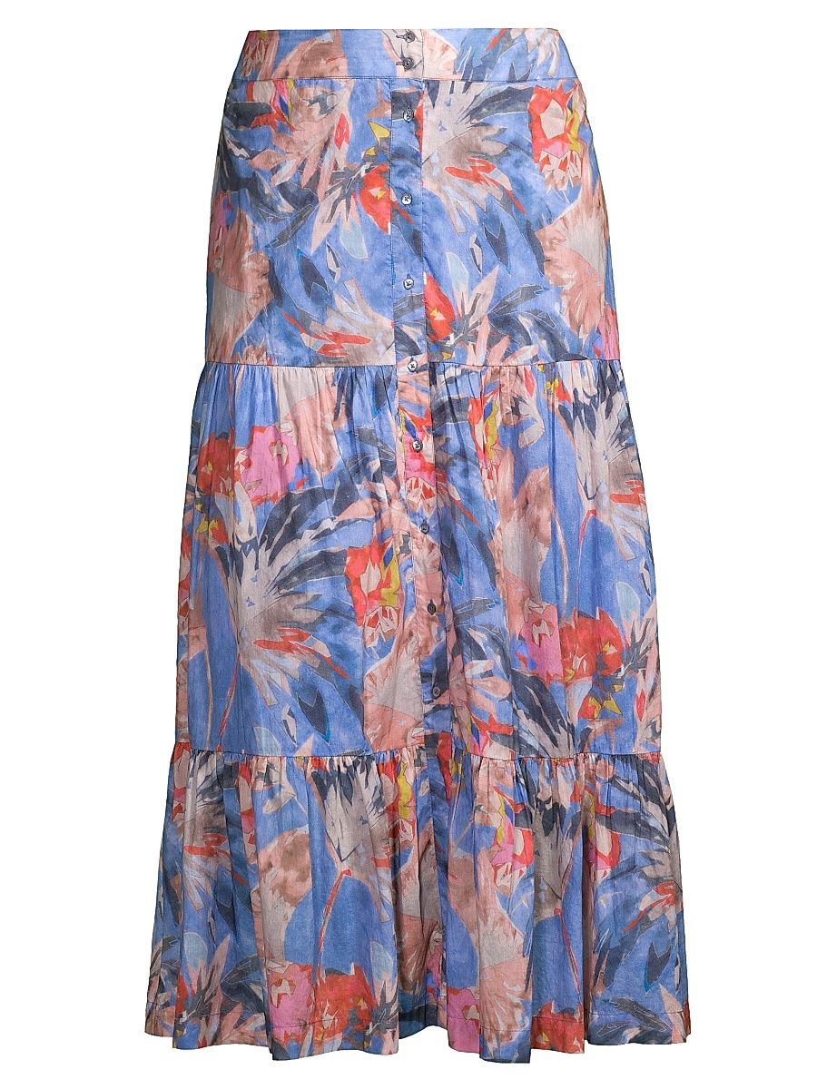 Women's Dreamscape Printed Tiered Cotton Maxi Skirt - Size 22