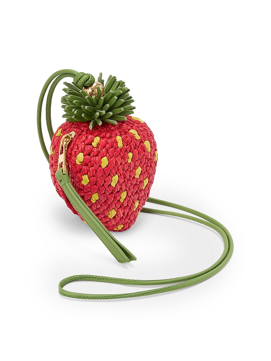 Women's LOEWE x Paula's Ibiza Strawberry Raffia Coin Purse - Red