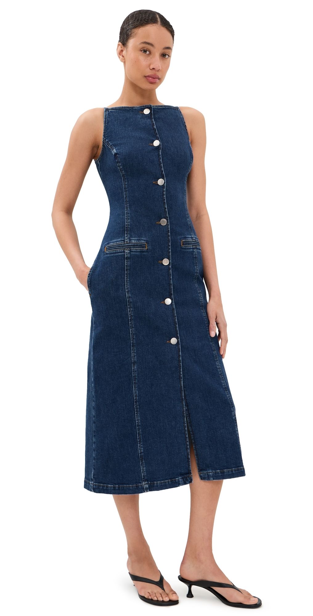 ALIGNE Santiago Denim Button Dress Mid Blue 2