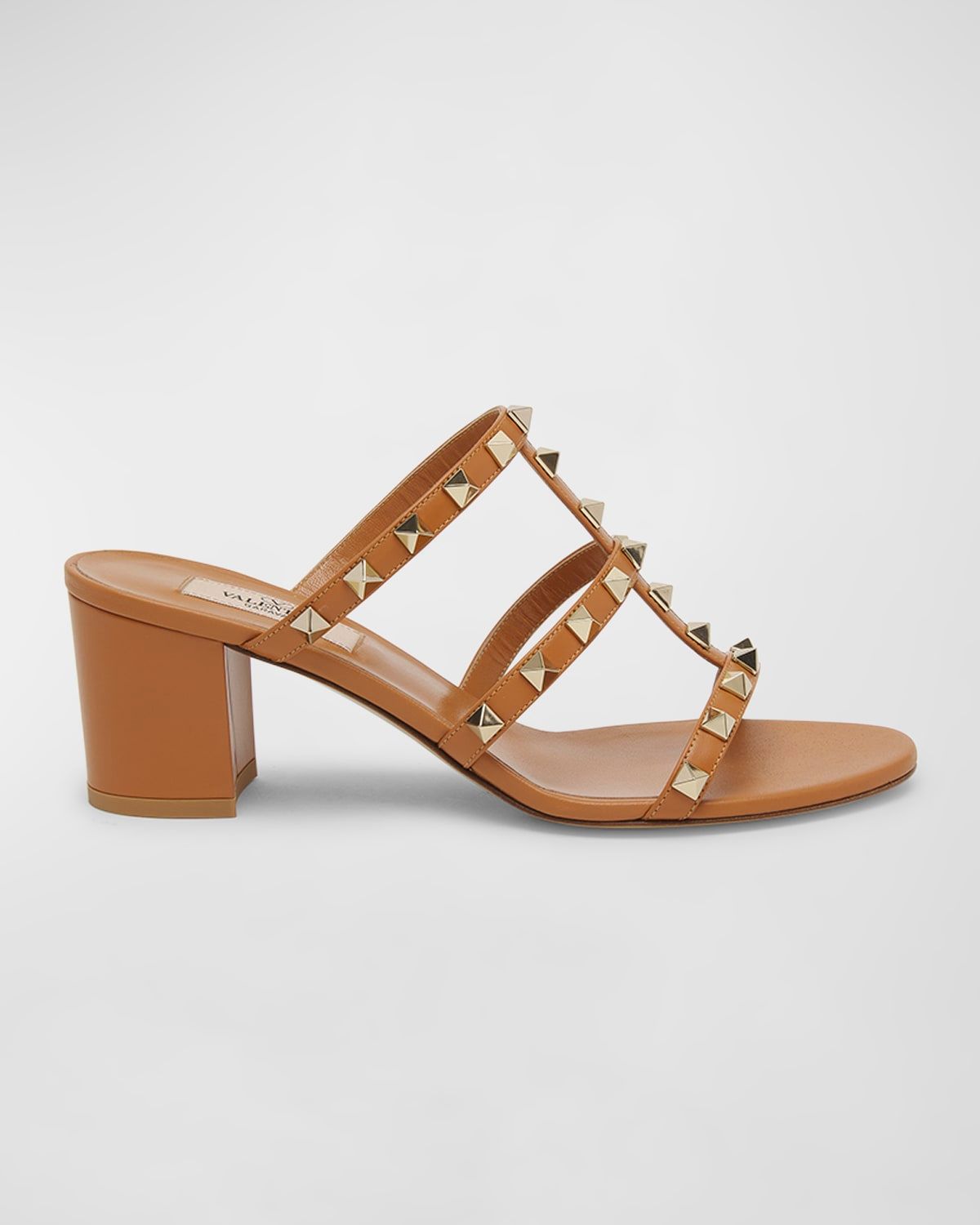 Rockstud Caged Block-Heel Slide Sandals