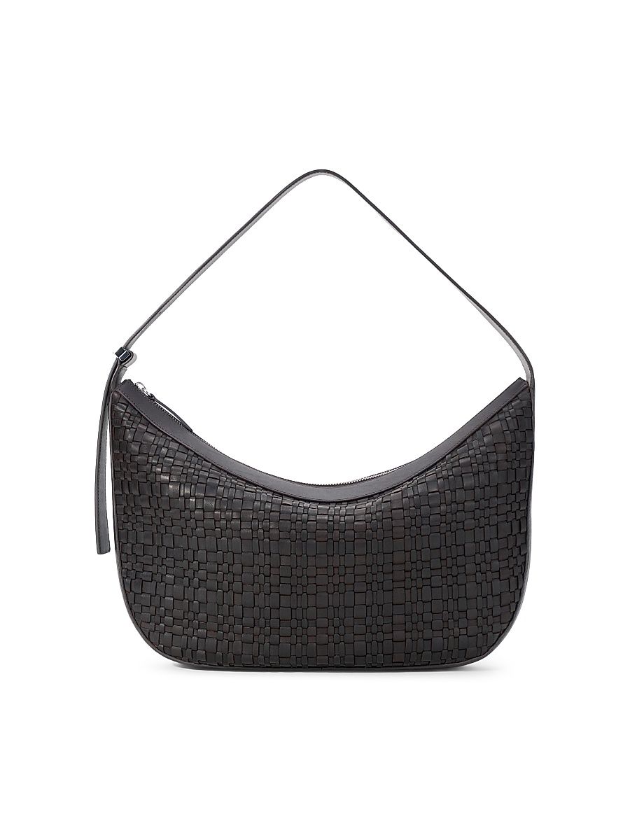 Women's Large Demy Woven Leather Hobo Bag - Espresso Woven